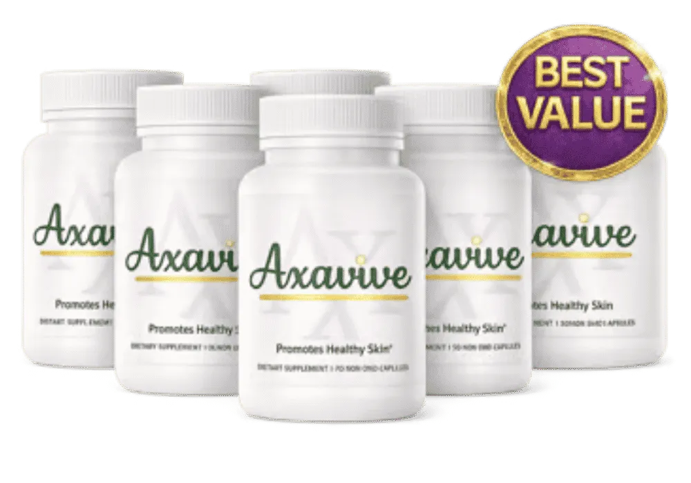 Axavive healthy skin supplement 6-bottle best value bundle – 180 non-GMO capsules for long-term skin health and radiance support